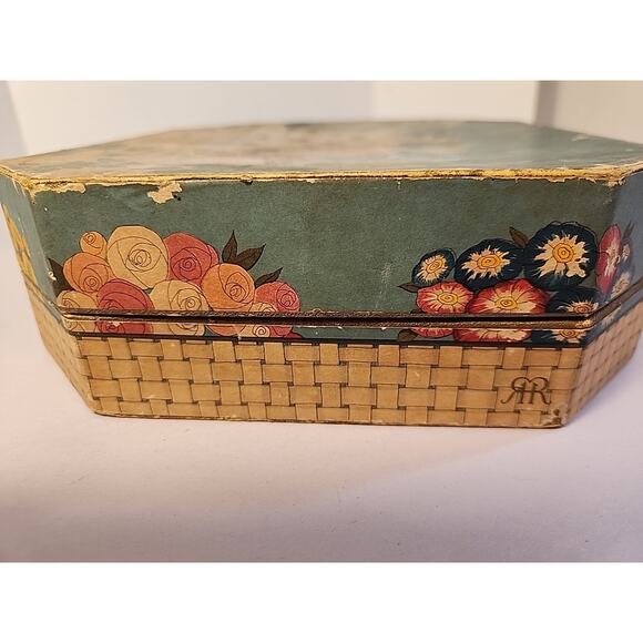 Art Deco Cardboard Powder BOX 3 Flowers Art Deco Richard Hudnut George Barbier - Picture 13 of 16